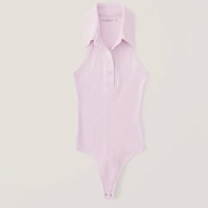 NWT Abercrombie & Fitch Soft AF Ribbed Polo Bodysuit light pink (XL)